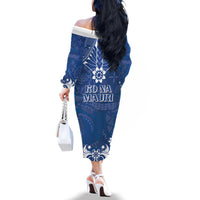 Wikin te Taetae ni Kiribati Family Matching Off The Shoulder Long Sleeve Dress and Hawaiian Shirt Pacific Tapa Pattern LT05 - Polynesian Pride