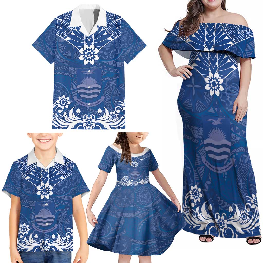 Wikin te Taetae ni Kiribati Family Matching Off Shoulder Maxi Dress and Hawaiian Shirt Pacific Tapa Pattern LT05 - Polynesian Pride