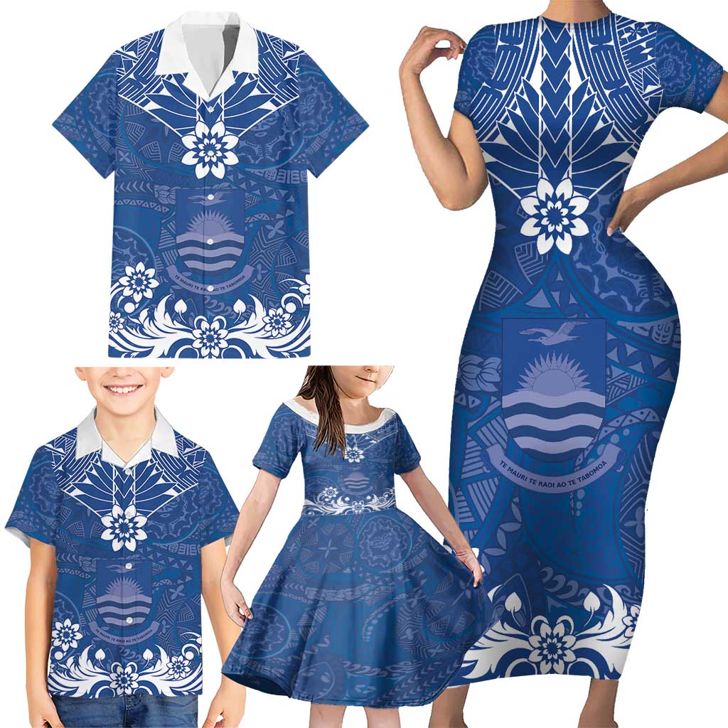Wikin te Taetae ni Kiribati Family Matching Short Sleeve Bodycon Dress and Hawaiian Shirt Pacific Tapa Pattern LT05 - Polynesian Pride