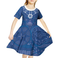 Wikin te Taetae ni Kiribati Kid Short Sleeve Dress Pacific Tapa Pattern LT05 - Polynesian Pride