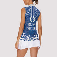 Wikin te Taetae ni Kiribati Women Sleeveless Polo Shirt Pacific Tapa Pattern