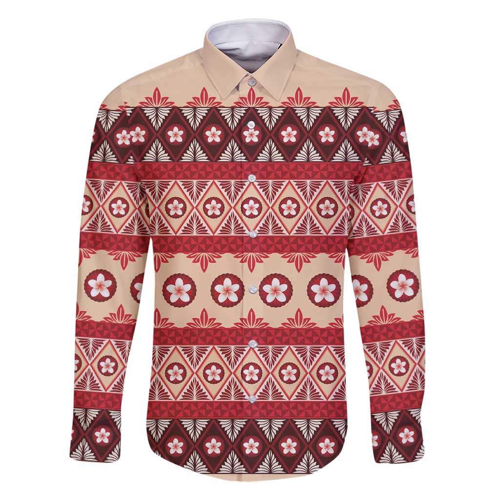 Tonga Language Week Family Matching Long Sleeve Bodycon Dress and Hawaiian Shirt Lea Faka-Tonga Everyday LT05 Dad's Shirt - Long Sleeve Beige - Polynesian Pride