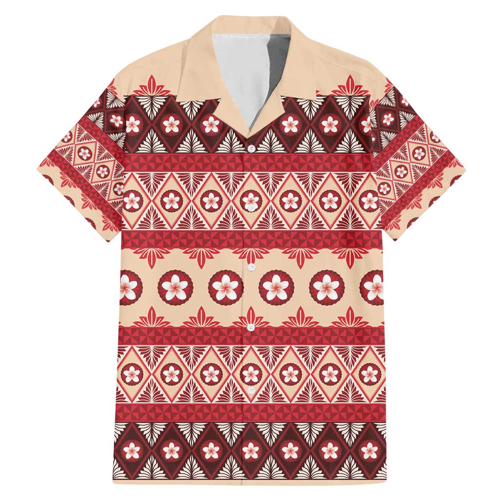Tonga Language Week Family Matching Mermaid Dress and Hawaiian Shirt Lea Faka-Tonga Everyday LT05 Dad's Shirt - Short Sleeve Beige - Polynesian Pride