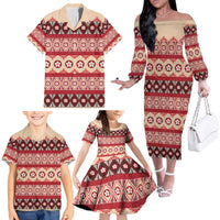 Tonga Language Week Family Matching Off The Shoulder Long Sleeve Dress and Hawaiian Shirt Lea Faka-Tonga Everyday LT05 - Polynesian Pride