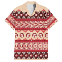 Tonga Language Week Family Matching Off The Shoulder Long Sleeve Dress and Hawaiian Shirt Lea Faka-Tonga Everyday LT05 Dad's Shirt - Short Sleeve Beige - Polynesian Pride