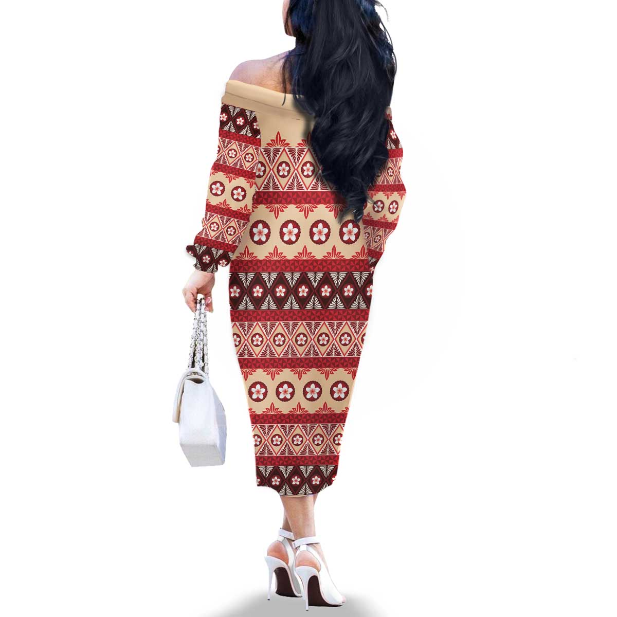 Tonga Language Week Family Matching Off The Shoulder Long Sleeve Dress and Hawaiian Shirt Lea Faka-Tonga Everyday LT05 - Polynesian Pride