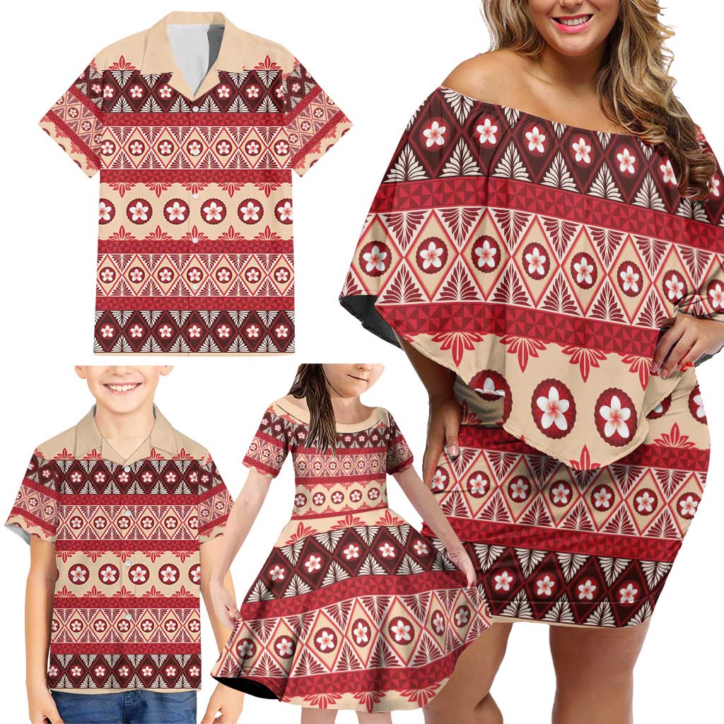 Tonga Language Week Family Matching Off Shoulder Short Dress and Hawaiian Shirt Lea Faka-Tonga Everyday LT05 - Polynesian Pride