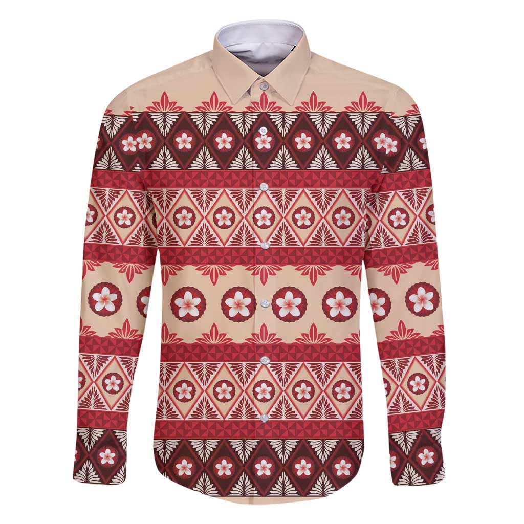Tonga Language Week Family Matching Short Sleeve Bodycon Dress and Hawaiian Shirt Lea Faka-Tonga Everyday LT05 Dad's Shirt - Long Sleeve Beige - Polynesian Pride
