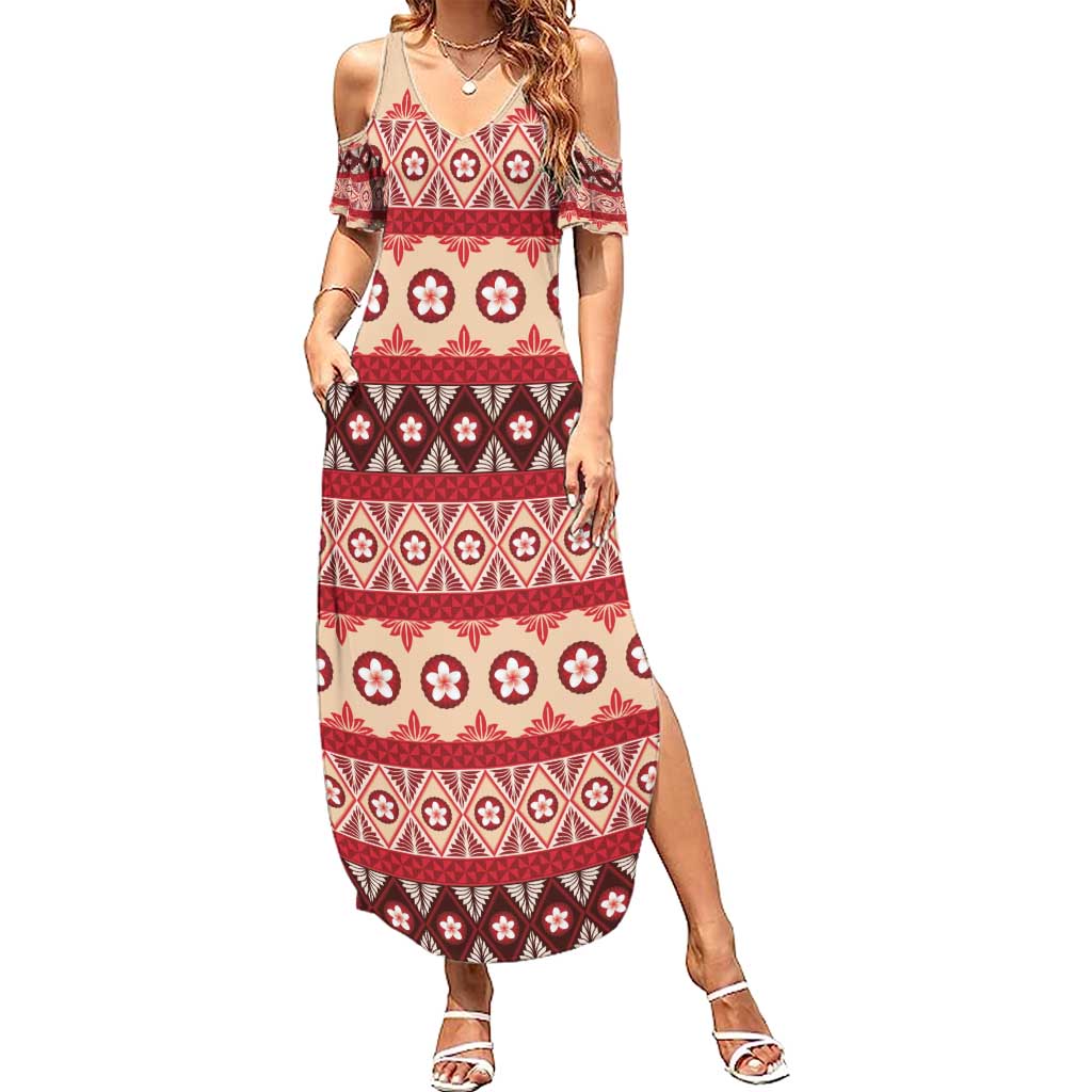 Tonga Language Week Family Matching Summer Maxi Dress and Hawaiian Shirt Lea Faka-Tonga Everyday LT05 Mom's Dress Beige - Polynesian Pride