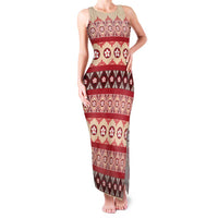 Tonga Language Week Family Matching Tank Maxi Dress and Hawaiian Shirt Lea Faka-Tonga Everyday LT05 Mom's Dress Beige - Polynesian Pride