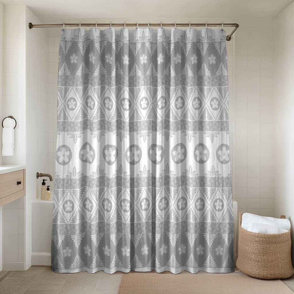 Tonga White Sunday Bathroom Set Tongan Ngatu Siale Pattern - Polynesian Pride