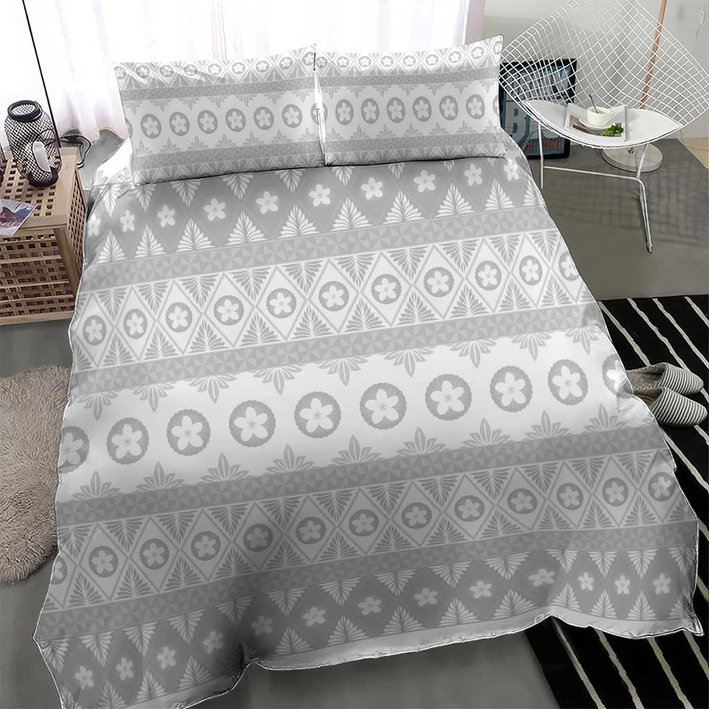 Tonga White Sunday Bedding Set Tongan Ngatu Siale Pattern - Polynesian Pride