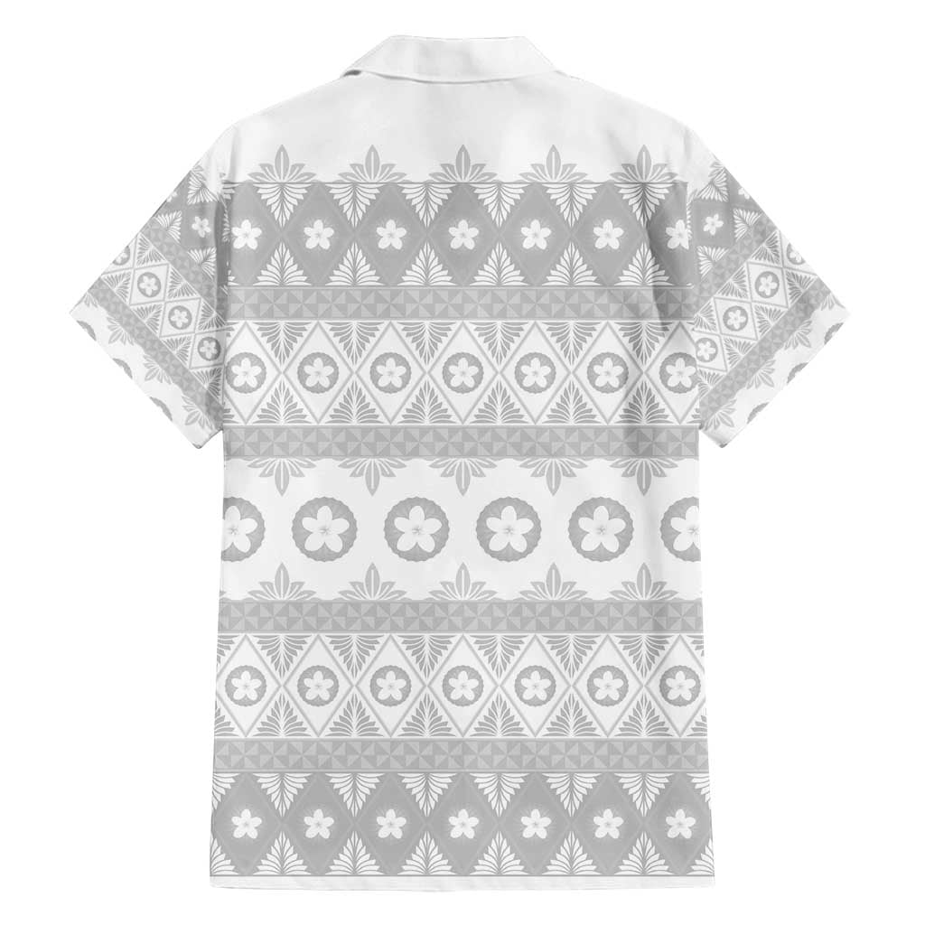 Tonga White Sunday Family Matching Long Sleeve Bodycon Dress and Hawaiian Shirt Tongan Ngatu Siale Pattern LT05 - Polynesian Pride