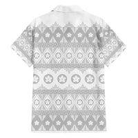 Tonga White Sunday Family Matching Off The Shoulder Long Sleeve Dress and Hawaiian Shirt Tongan Ngatu Siale Pattern LT05 - Polynesian Pride