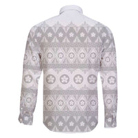 Tonga White Sunday Family Matching Off Shoulder Maxi Dress and Hawaiian Shirt Tongan Ngatu Siale Pattern LT05 - Polynesian Pride
