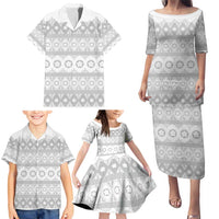 Tonga White Sunday Family Matching Puletasi and Hawaiian Shirt Tongan Ngatu Siale Pattern LT05 - Polynesian Pride