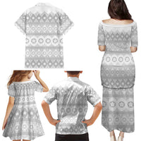 Tonga White Sunday Family Matching Puletasi and Hawaiian Shirt Tongan Ngatu Siale Pattern LT05 - Polynesian Pride