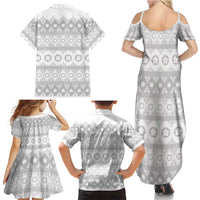 Tonga White Sunday Family Matching Summer Maxi Dress and Hawaiian Shirt Tongan Ngatu Siale Pattern LT05 - Polynesian Pride