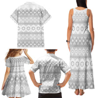 Tonga White Sunday Family Matching Tank Maxi Dress and Hawaiian Shirt Tongan Ngatu Siale Pattern LT05 - Polynesian Pride