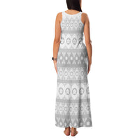 Tonga White Sunday Family Matching Tank Maxi Dress and Hawaiian Shirt Tongan Ngatu Siale Pattern LT05 - Polynesian Pride