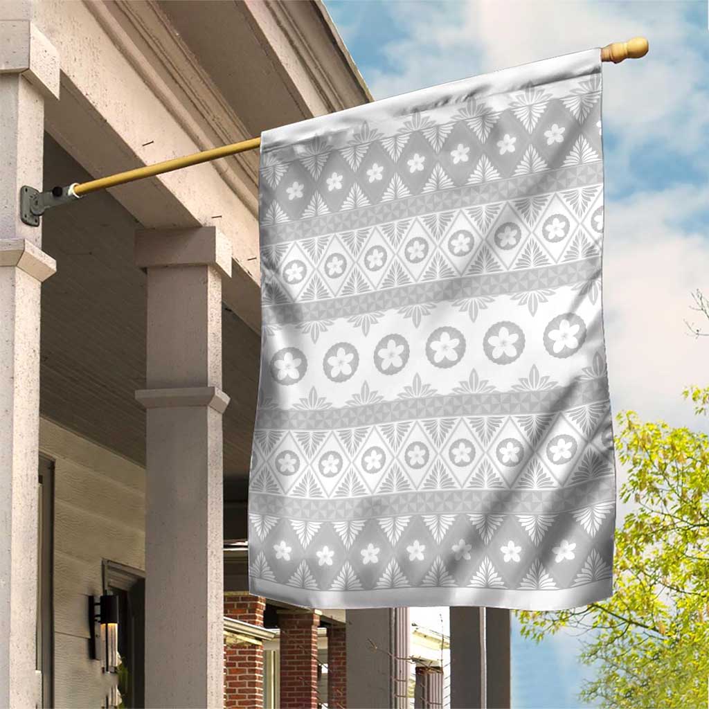 Tonga White Sunday Garden Flag Tongan Ngatu Siale Pattern - Polynesian Pride