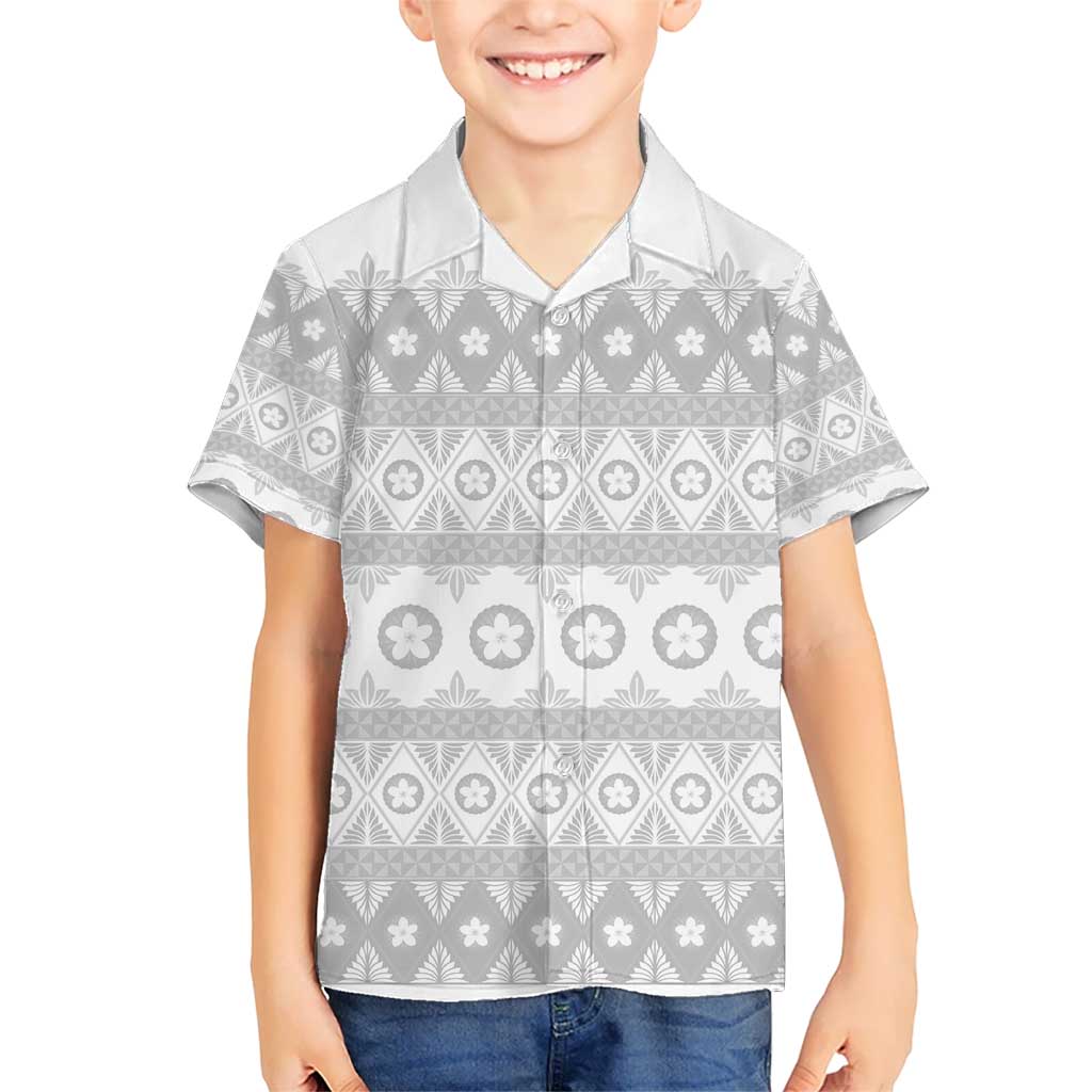 Tonga White Sunday Hawaiian Shirt Tongan Ngatu Siale Pattern - Polynesian Pride
