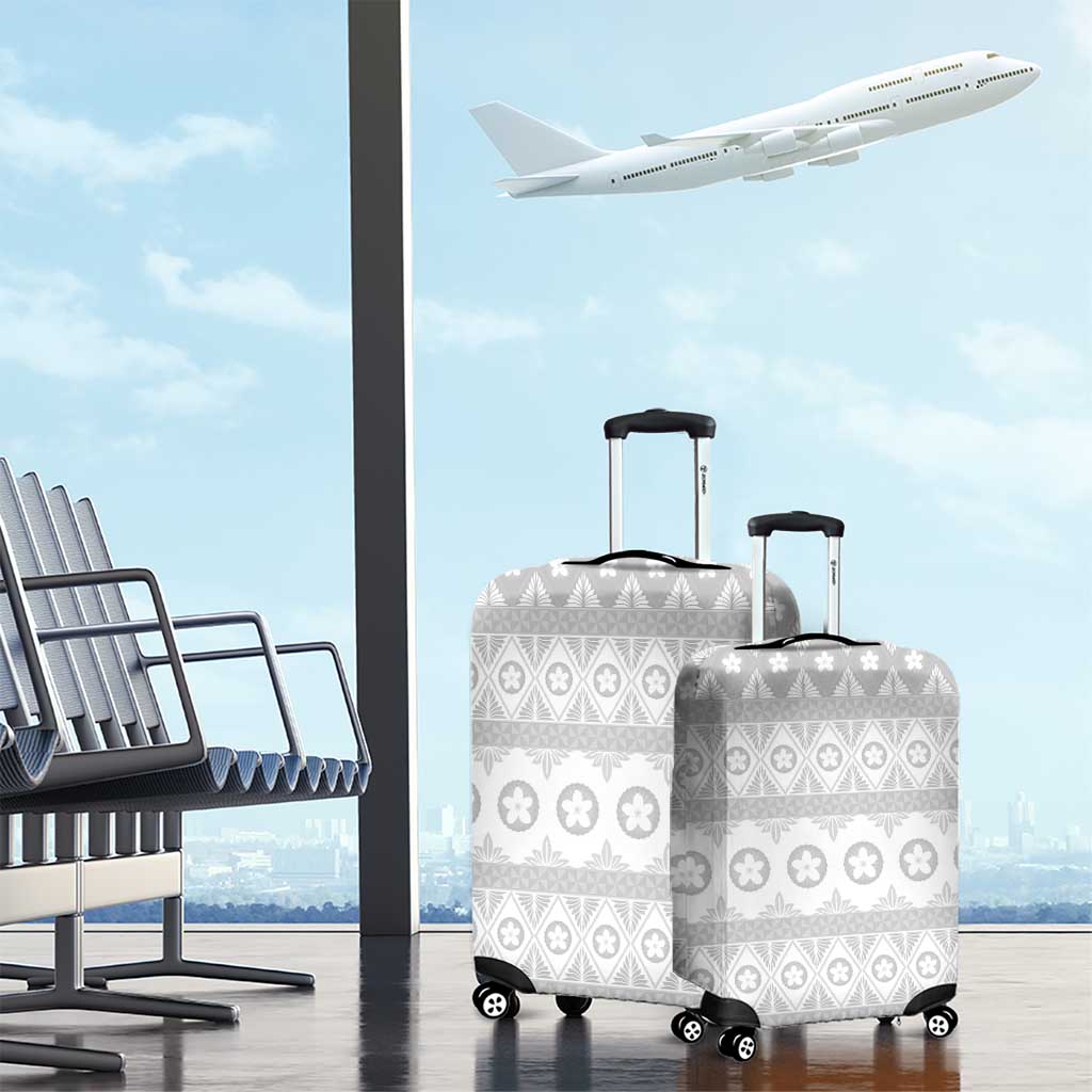 Tonga White Sunday Luggage Cover Tongan Ngatu Siale Pattern - Polynesian Pride