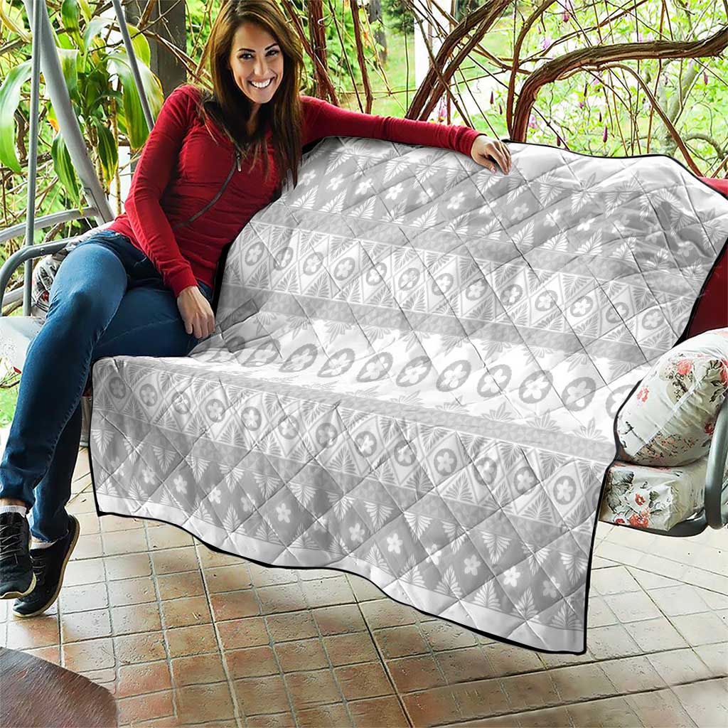 Tonga White Sunday Quilt Tongan Ngatu Siale Pattern - Polynesian Pride