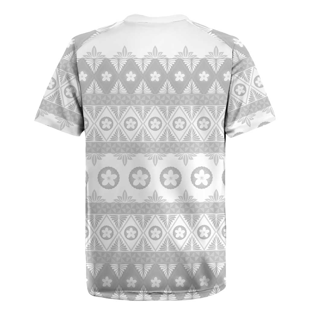 Tonga White Sunday Rugby Jersey Tongan Ngatu Siale Pattern - Polynesian Pride