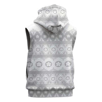 Tonga White Sunday Sleeveless Zip Hoodie Tongan Ngatu Siale Pattern LT05 - Polynesian Pride