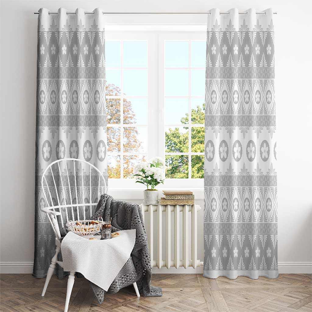 Tonga White Sunday Window Curtain Tongan Ngatu Siale Pattern - Polynesian Pride