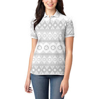 Tonga White Sunday Women Polo Shirt Tongan Ngatu Siale Pattern - Polynesian Pride