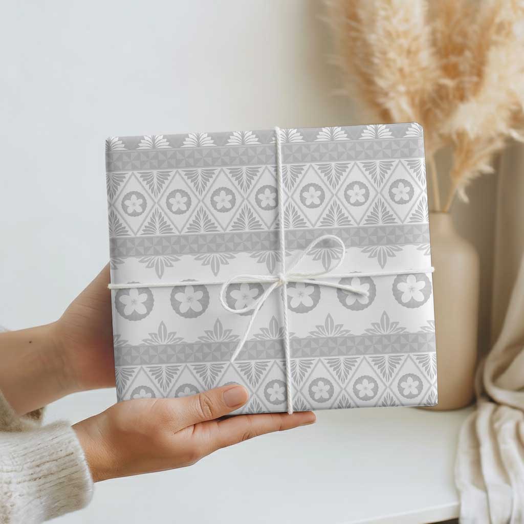 Tonga White Sunday Wrapping Paper Tongan Ngatu Siale Pattern - Polynesian Pride