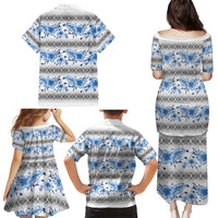 Samoa White Sunday Family Matching Puletasi and Hawaiian Shirt Samoan Tapa Blue Hibiscus LT05 - Polynesian Pride