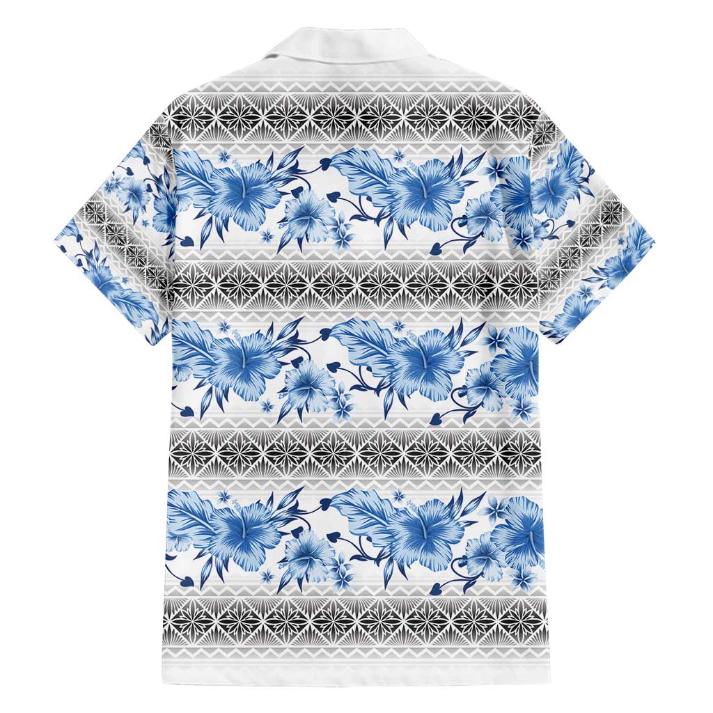 Samoa White Sunday Family Matching Puletasi and Hawaiian Shirt Samoan Tapa Blue Hibiscus LT05 - Polynesian Pride
