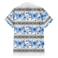 Samoa White Sunday Family Matching Short Sleeve Bodycon Dress and Hawaiian Shirt Samoan Tapa Blue Hibiscus LT05 - Polynesian Pride