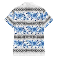 Samoa White Sunday Family Matching Summer Maxi Dress and Hawaiian Shirt Samoan Tapa Blue Hibiscus LT05 - Polynesian Pride