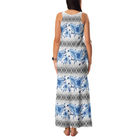 Samoa White Sunday Family Matching Tank Maxi Dress and Hawaiian Shirt Samoan Tapa Blue Hibiscus LT05 - Polynesian Pride