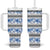 Samoa White Sunday Tumbler With Handle Samoan Tapa Blue Hibiscus - Polynesian Pride