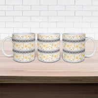 Samoa White Sunday Ceramic Mug Samoan Tapa Yellow Hibiscus - Polynesian Pride