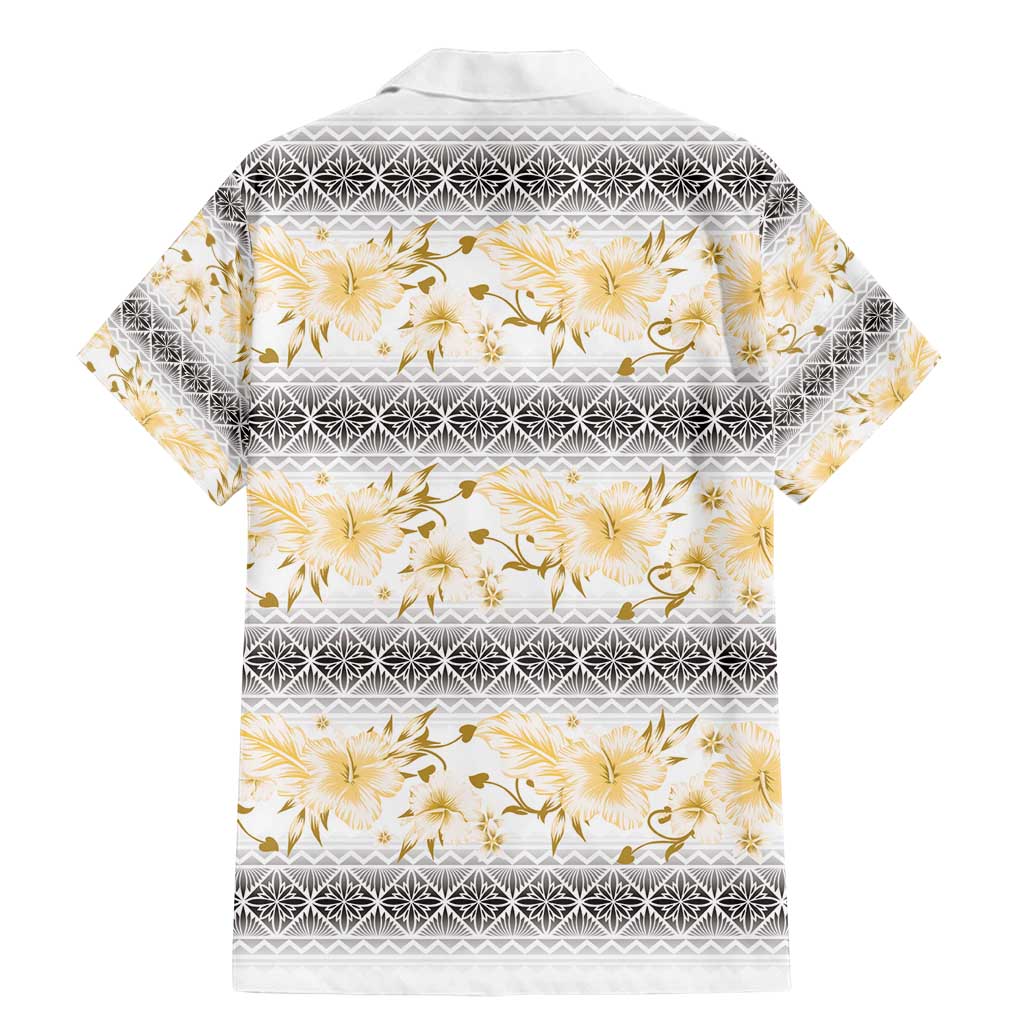 Samoa White Sunday Family Matching Mermaid Dress and Hawaiian Shirt Samoan Tapa Yellow Hibiscus LT05 - Polynesian Pride