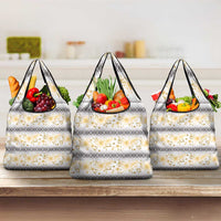 Samoa White Sunday Grocery Bag Samoan Tapa Yellow Hibiscus - Polynesian Pride