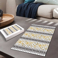 Samoa White Sunday Puzzle Samoan Tapa Yellow Hibiscus - Polynesian Pride