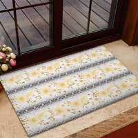 Samoa White Sunday Rubber Doormat Samoan Tapa Yellow Hibiscus LT05 - Polynesian Pride