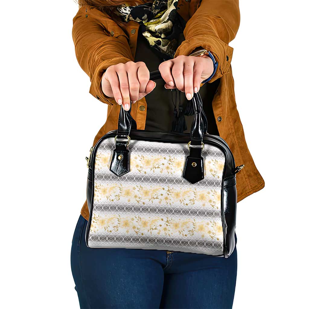 Samoa White Sunday Shoulder Handbag Samoan Tapa Yellow Hibiscus LT05 One Size Yellow - Polynesian Pride