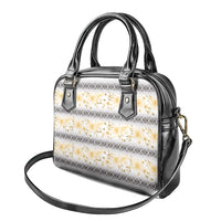 Samoa White Sunday Shoulder Handbag Samoan Tapa Yellow Hibiscus LT05 - Polynesian Pride