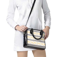 Samoa White Sunday Shoulder Handbag Samoan Tapa Yellow Hibiscus LT05 - Polynesian Pride