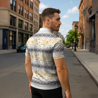 Samoa White Sunday Zipper Polo Shirt Samoan Tapa Yellow Hibiscus LT05