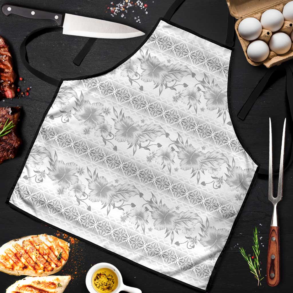 Samoa White Sunday Apron Samoan Tapa White Hibiscus - Polynesian Pride