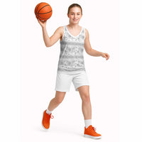 Samoa White Sunday Basketball Jersey Samoan Tapa White Hibiscus LT05 - Polynesian Pride